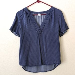 Navy blue striped blouse